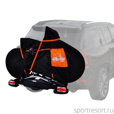 Велочехол на фаркоп Veloangar №16 Черный с оранжевыми элементами v16-black-orange