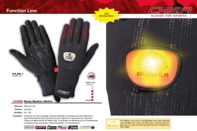 Велоперчатки Chiba Road Master Winter Led Safety (размер M) 31306-M